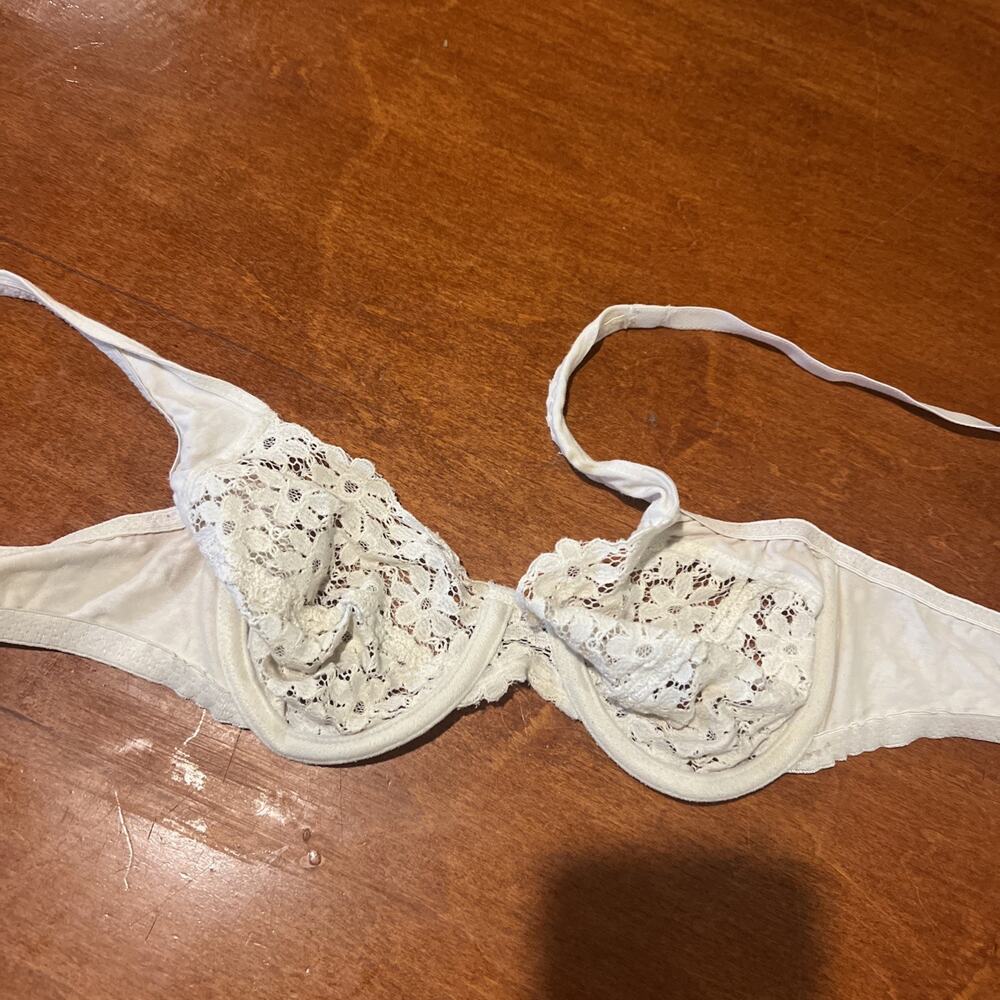 Maidenform Cotton Couture Bra 100% Cotton White Lace Cups 34C Underwire - Picture 7 of 10